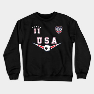 American USA Flag Soccer Jersey Favorite Lucky Number 11 Women Men Crewneck Sweatshirt