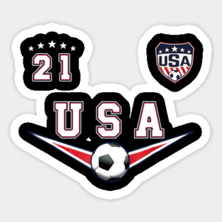 American USA Flag Soccer Jersey Favorite Lucky Number 21 Women Men Sticker