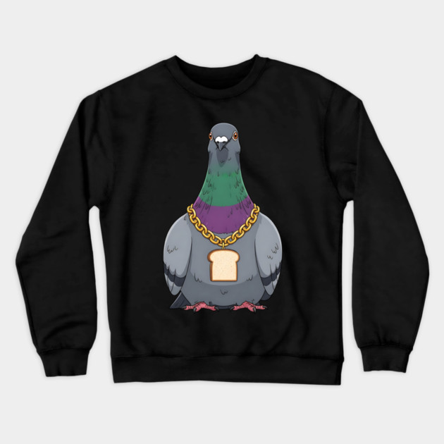 Beak Drop Pigeon Bread Chain Rap Bird Crewneck Sweatshirt by Designed By Marty
