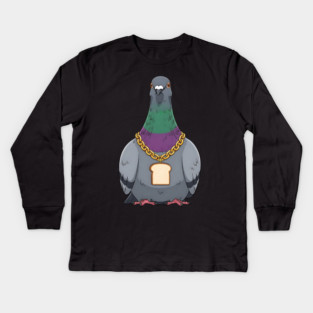 Beak Drop Pigeon Bread Chain Rap Bird Kids Long Sleeve T-Shirt