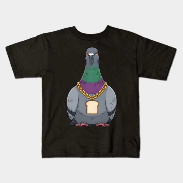 Beak Drop Pigeon Bread Chain Rap Bird Kids T-Shirt by Designed By Marty