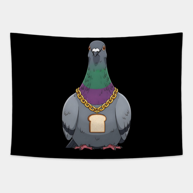 Beak Drop Pigeon Bread Chain Rap Bird Tapestry by Designed By Marty