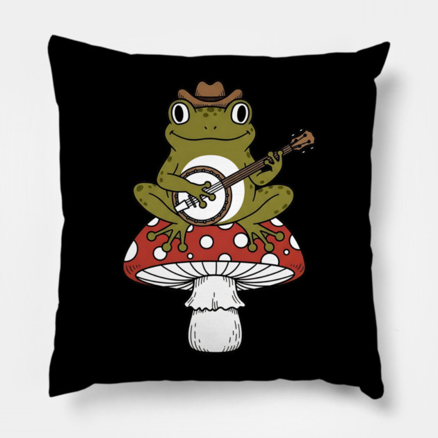 Honky Tonk Toadstool Banjo Frog Pillow by Designed By Marty