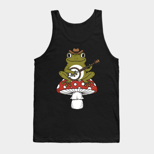 Honky Tonk Toadstool Banjo Frog Tank Top by Designed By Marty
