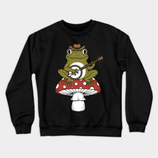 Honky Tonk Toadstool Banjo Frog Crewneck Sweatshirt