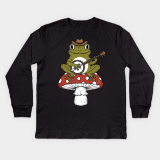 Honky Tonk Toadstool Banjo Frog Kids Long Sleeve T-Shirt