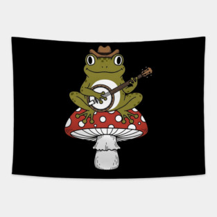 Honky Tonk Toadstool Banjo Frog Tapestry