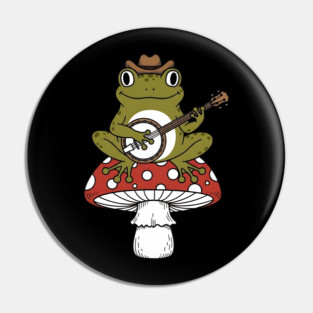 Honky Tonk Toadstool Banjo Frog Pin