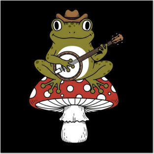 Honky Tonk Toadstool Banjo Frog Posters and Art