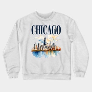 Windy City Watercolor Skyline CHICAGO Crewneck Sweatshirt