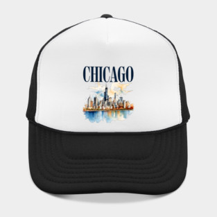 Windy City Watercolor Skyline CHICAGO Hat
