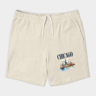 Windy City Watercolor Skyline CHICAGO Shorts