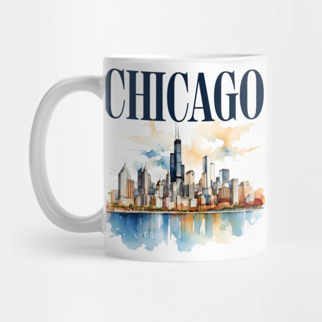 Windy City Watercolor Skyline CHICAGO by Designed By Marty