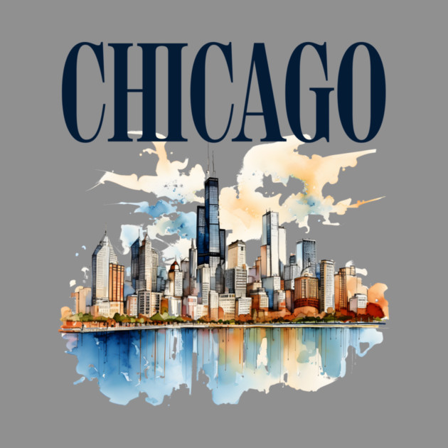 Windy City Watercolor Skyline CHICAGO by Designed By Marty