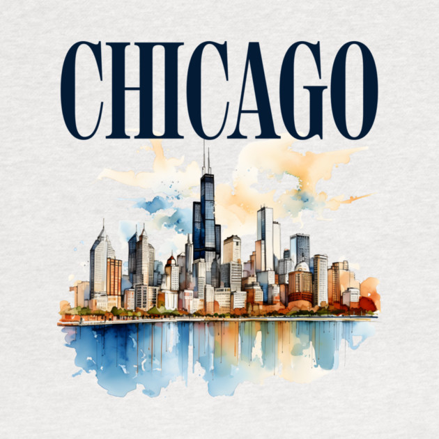 Windy City Watercolor Skyline CHICAGO by Designed By Marty