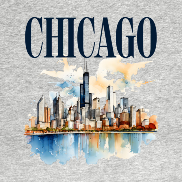 Windy City Watercolor Skyline CHICAGO by Designed By Marty