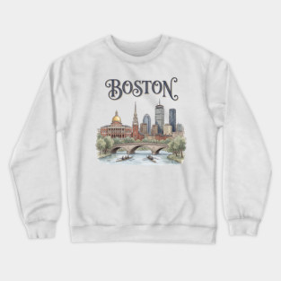 Boston Rowing on the Charles Skyline Crewneck Sweatshirt