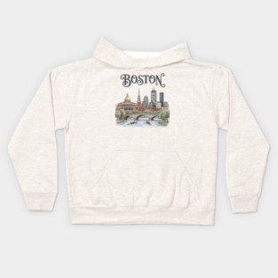 Boston Rowing on the Charles Skyline Kids Hoodie