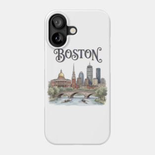Boston Rowing on the Charles Skyline Phone Case