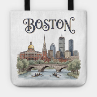 Boston Rowing on the Charles Skyline Tote