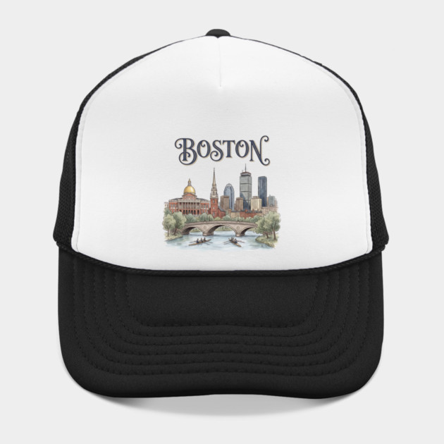 Boston Rowing on the Charles Skyline by Designed By Marty