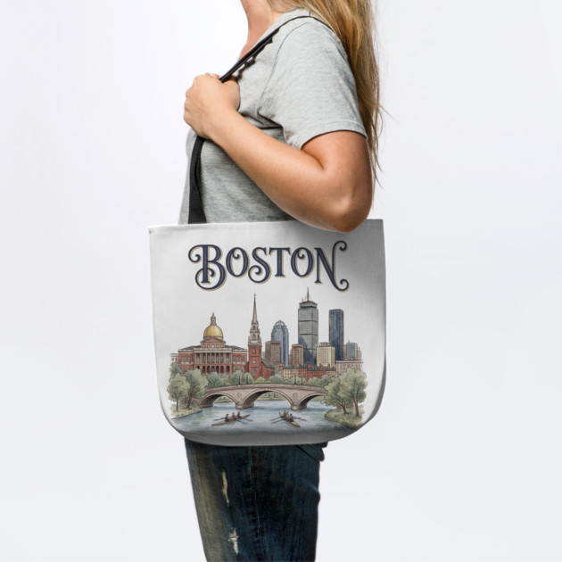 Boston Rowing on the Charles Skyline by Designed By Marty