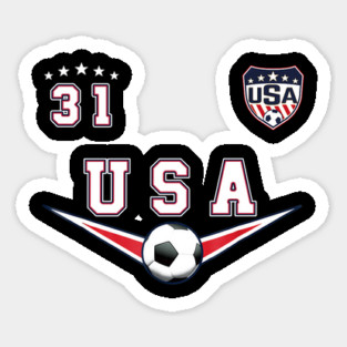 American USA Flag Soccer Jersey Favorite Lucky Number 31 Women Men Sticker