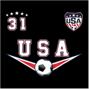 American USA Flag Soccer Jersey Favorite Lucky Number 31 Women Men Posters and Art