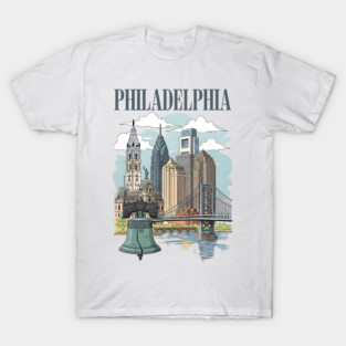 Liberty Bell & Skyline PHILADELPHIA T-Shirt