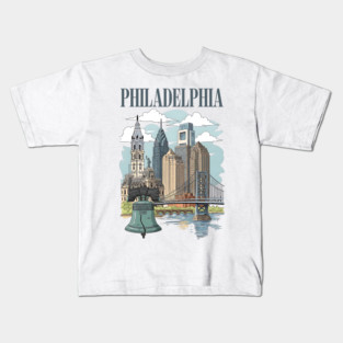 Liberty Bell & Skyline PHILADELPHIA Kids T-Shirt