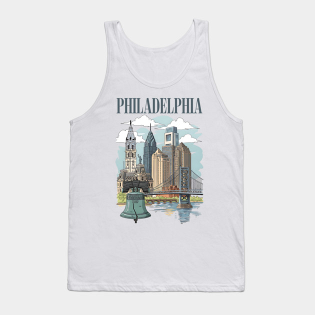 Liberty Bell & Skyline PHILADELPHIA Tank Top by Designed By Marty