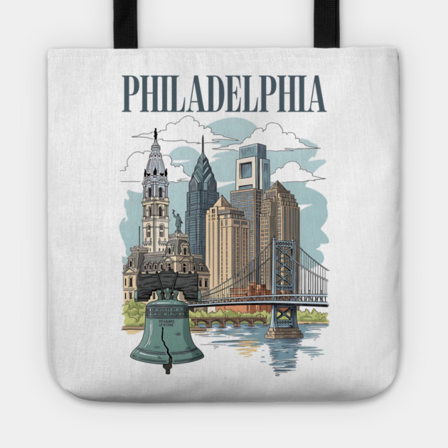 Liberty Bell & Skyline PHILADELPHIA Tote by Designed By Marty