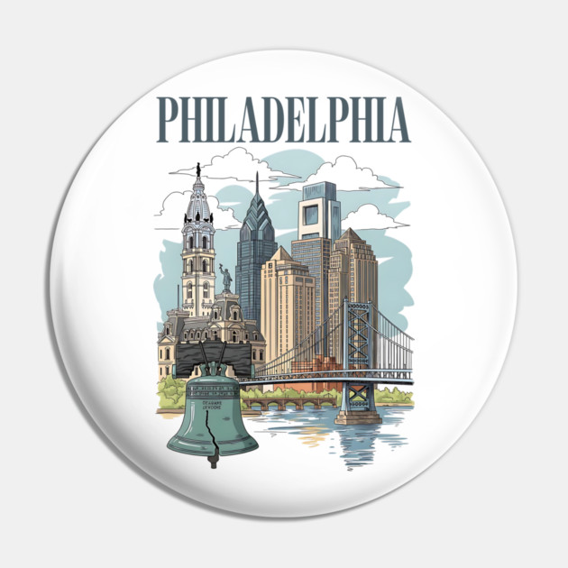 Liberty Bell & Skyline PHILADELPHIA Pin by Designed By Marty