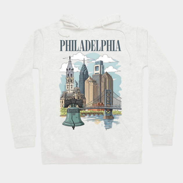 Liberty Bell & Skyline PHILADELPHIA Hoodie by Designed By Marty