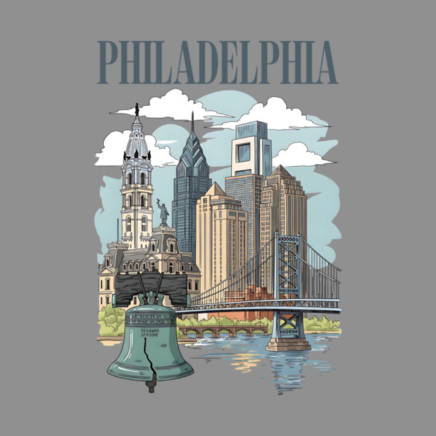 Liberty Bell & Skyline PHILADELPHIA by Designed By Marty
