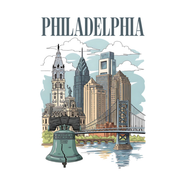Liberty Bell & Skyline PHILADELPHIA by Designed By Marty