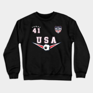 American USA Flag Soccer Jersey Favorite Lucky Number 41 Women Men Crewneck Sweatshirt