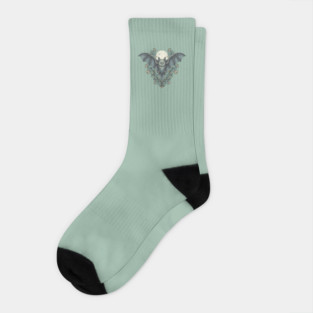 Nocturnal Celestial Bat with Vintage Florals Socks