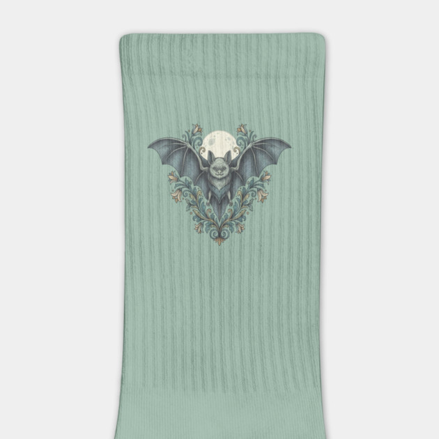 Nocturnal Celestial Bat with Vintage Florals by BirdsnStuff