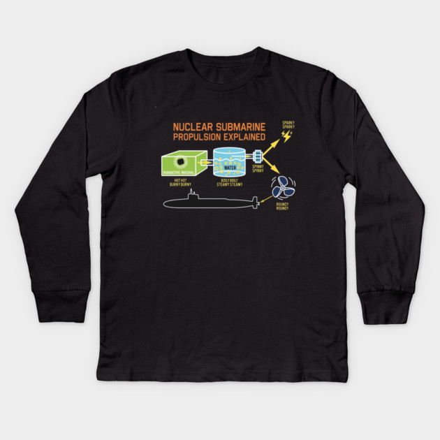 Nuclear Submarine Propulsion Funny Diagram Joke Kids Long Sleeve T-Shirt by Kelo