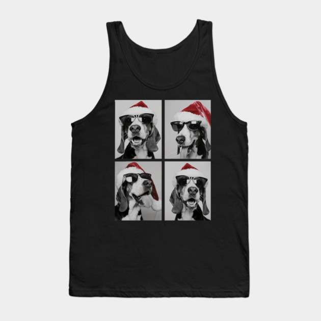 Funny Beagles With Sunglasses Santa Hat Cute Christmas Dog Tank Top by yangho