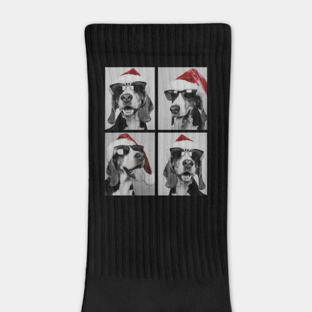 Funny Beagles With Sunglasses Santa Hat Cute Christmas Dog by yangho