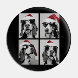 Funny Beagles With Sunglasses Santa Hat Cute Christmas Dog Pin