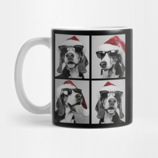Funny Beagles With Sunglasses Santa Hat Cute Christmas Dog Mug