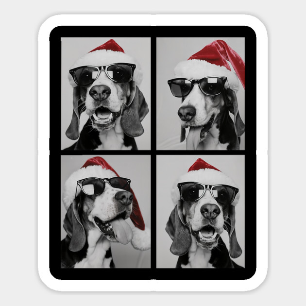 Funny Beagles With Sunglasses Santa Hat Cute Christmas Dog Magnet by yangho