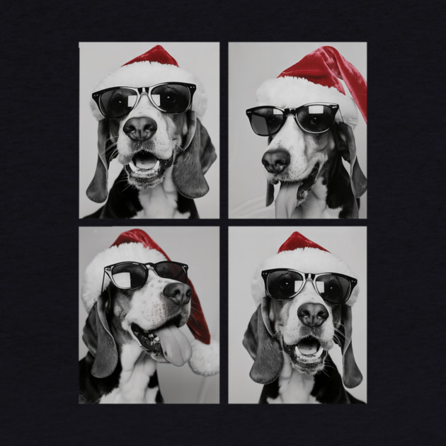 Funny Beagles With Sunglasses Santa Hat Cute Christmas Dog by yangho