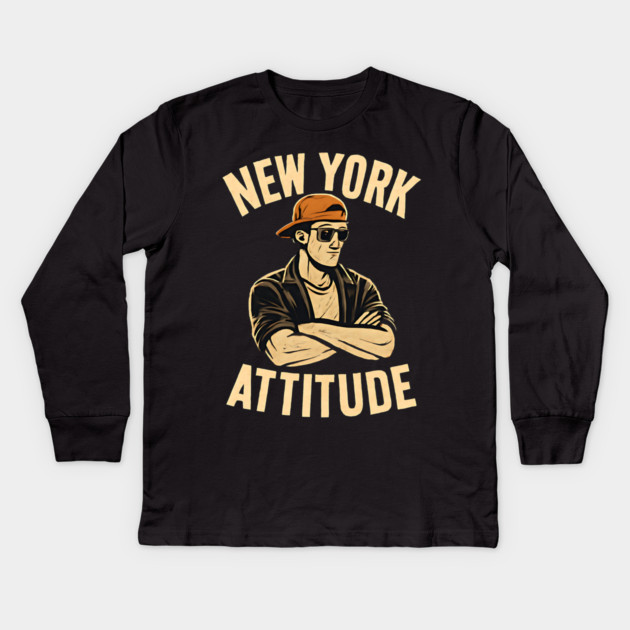 new york attitude Kids Long Sleeve T-Shirt by Pixel Threads 