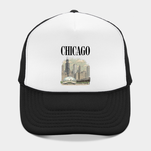 Chicago Bean and El Train Skyline by Designed By Marty