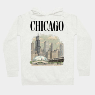 Chicago Bean and El Train Skyline Hoodie