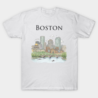 Boston Skyline Rowers on the Charles T-Shirt